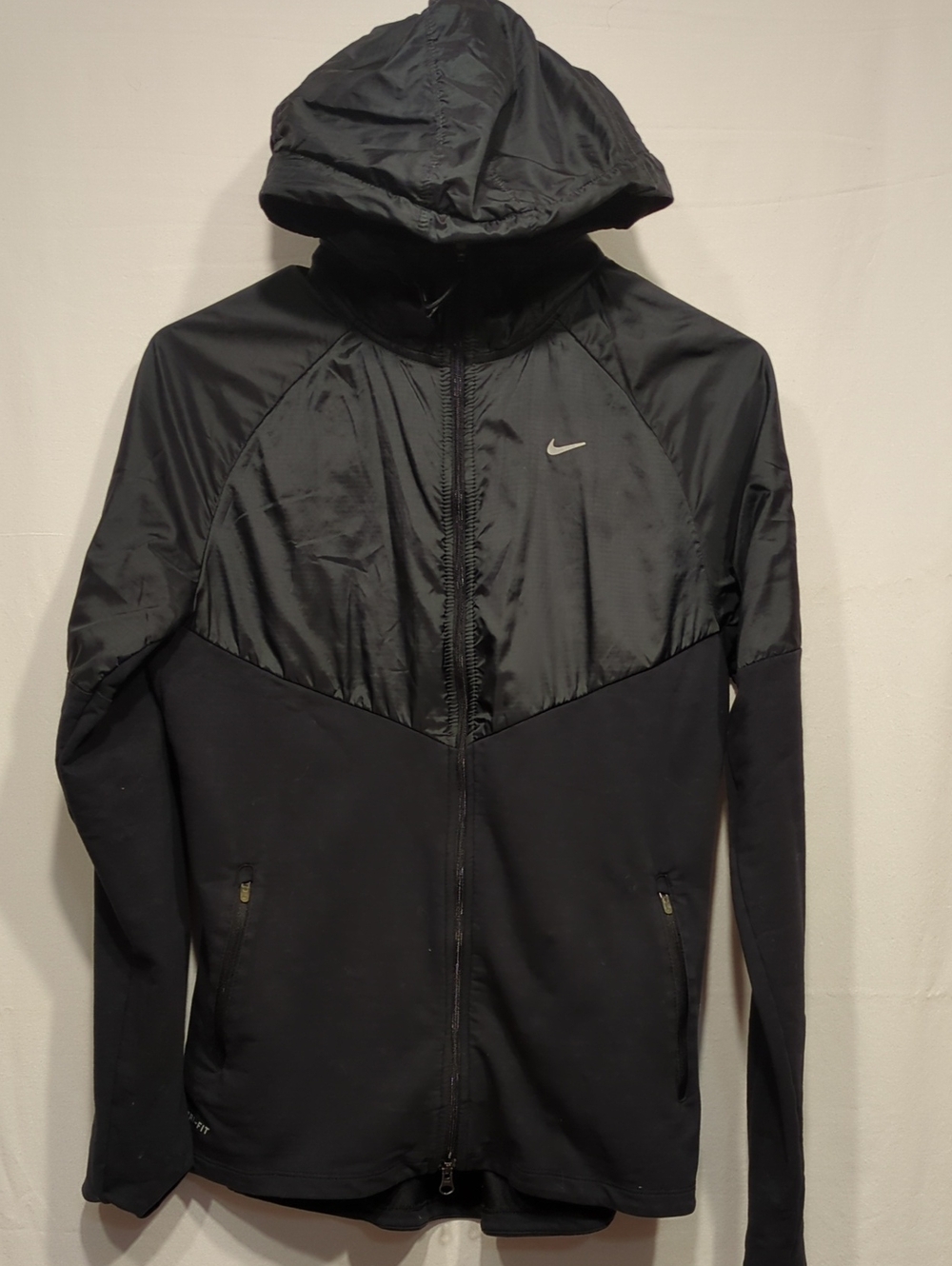 Nike Women’s Black Hooded Performance Jacket with Silver Swoosh